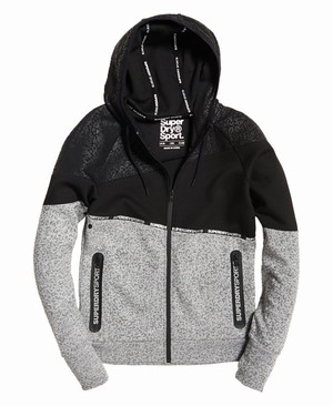 Superdry Core Gym Tech Splice Cipzár Női Kapucnis Pulóver Szürke/Fekete | IXOZF4832